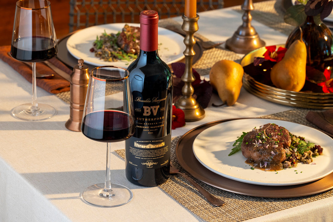 Lamb Chops with Warm Lentil Salad Paired with Rutherford Reserve Cabernet Sauvignon