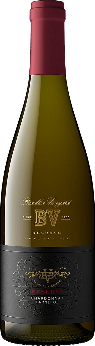 A bottle of Reserve Carneros Chardonnay, on a plain background.