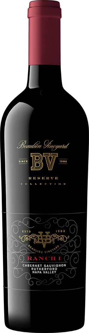 A bottle Reserve Ranch 1 Rutherford Cabernet Sauvignon with a black and gold label.