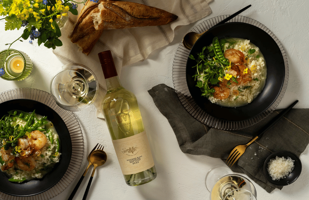 Spring Pea Risotto with Rutherford Sauvignon Blanc