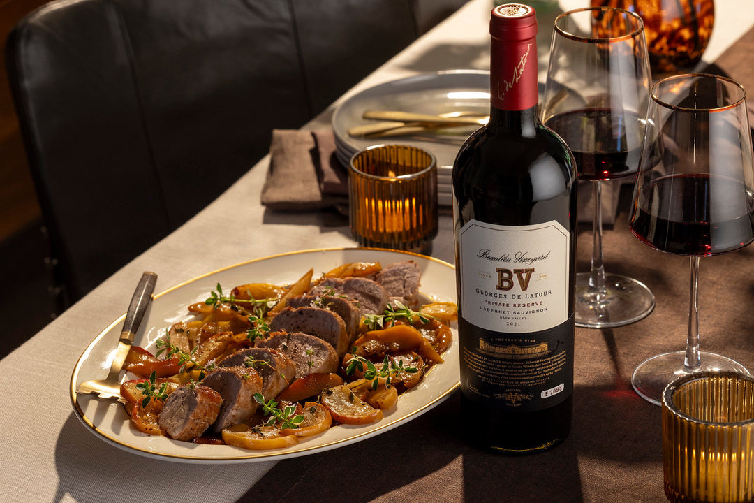 Maple Glazed Pork Loin and Apples Paired with BV Georges de Latour Private Reserve Napa Valley Cabernet Sauvignon