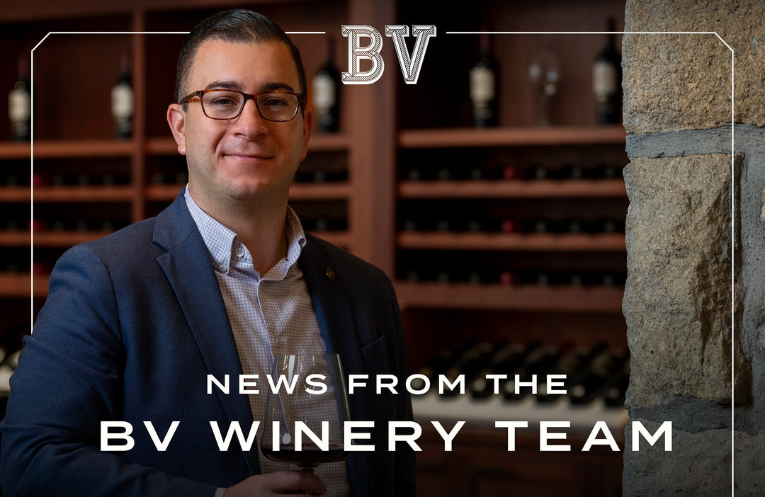 Luke Magnini welcoming guests at Beaulieu Vineyard’s tasting room in Napa Valley.