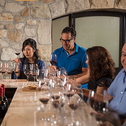 Wine Club Members Enjoying a Wine Flight in the Bealieu Vineyard Tasting Room