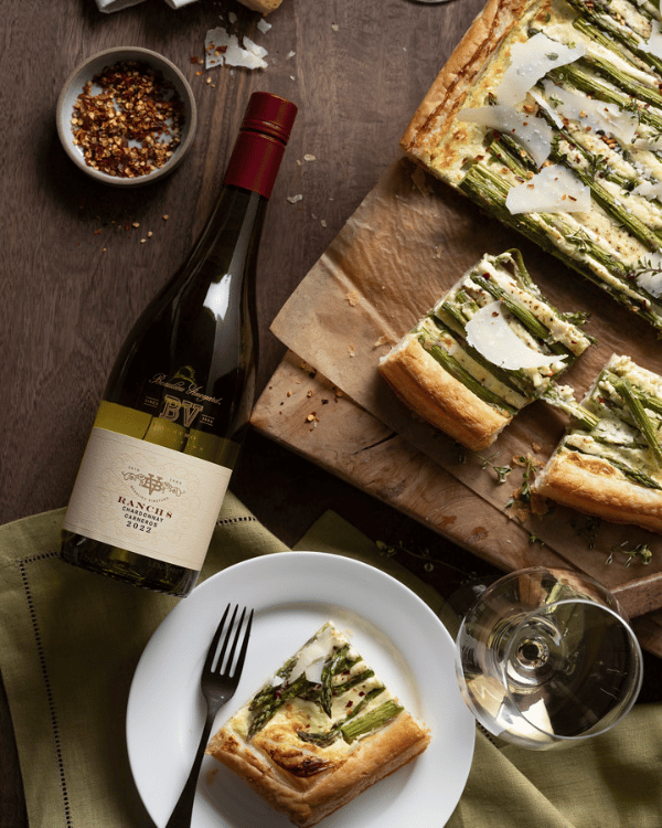 Asparagus & Goat Cheese Tart with BV Maestro Ranch 8 Chardonnay 