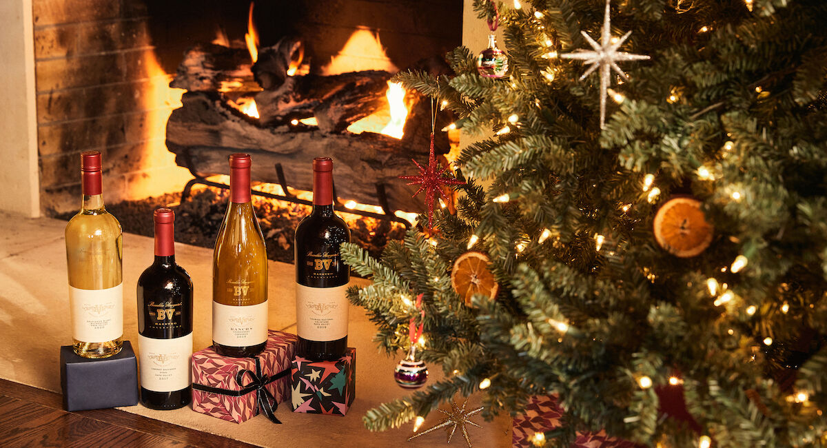 BV wines by Christmas tree