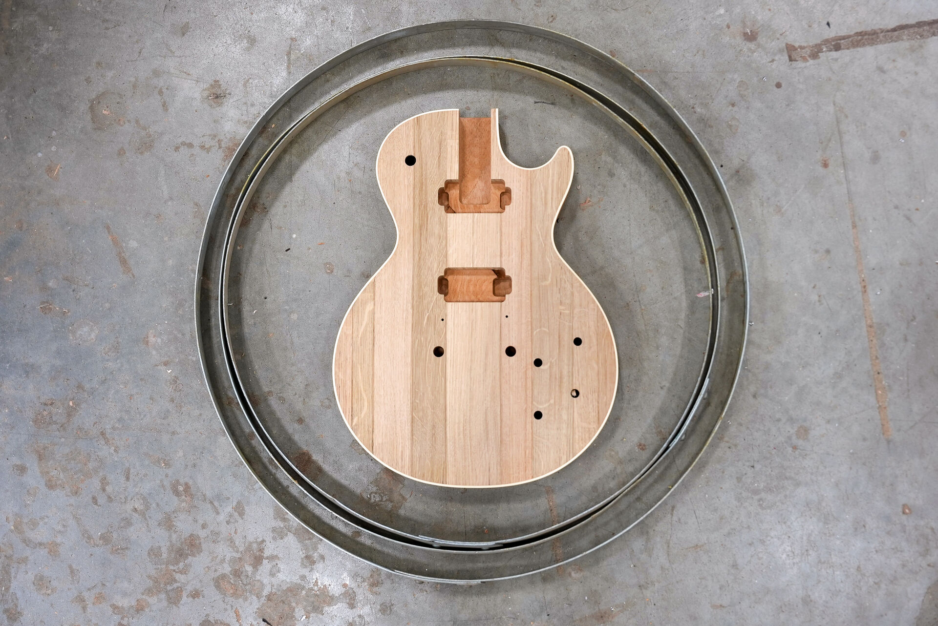 Unfinished wooden guitar body