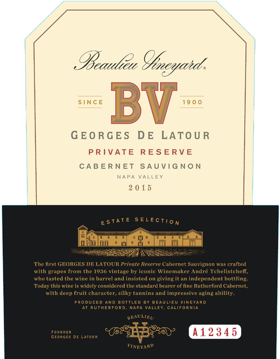 2015 Beaulieu Vineyard Private Reserve Napa Valley Georges de Latour Cabernet Sauvignon Front Label