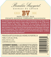 2015 Beaulieu Vineyard Private Reserve Napa Valley Georges de Latour Cabernet Sauvignon Back Label, image 3