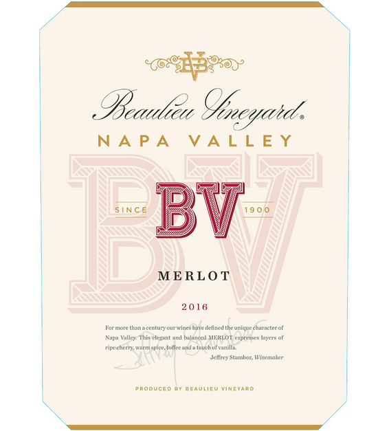 2016 Beaulieu Vineyard Napa Valley Merlot Front Label