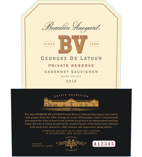 2016 Beaulieu Vineyard Georges de Latour Private Reserve Napa Valley Cabernet Sauvignon Front Label